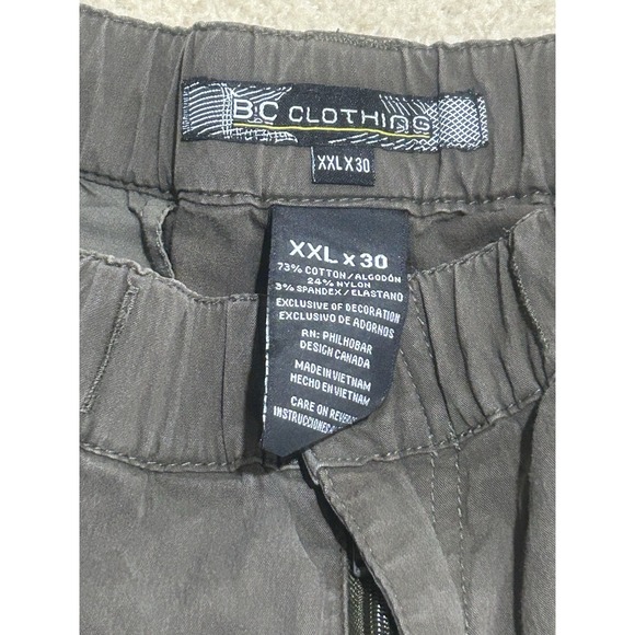 BC Clothing Mens‎ Convertible Cargo Pants XXL X30 Olive Green Pockets Stretch - Picture 3 of 7
